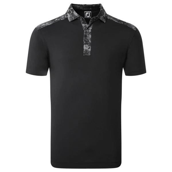 FOOTJOY CLOUD CAMO TRIM POLO SHIRT – BLACK 3 FOOTJOY CLOUD CAMO TRIM POLO SHIRT – BLACK