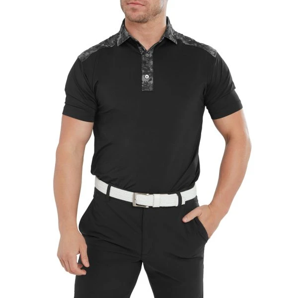 FOOTJOY CLOUD CAMO TRIM POLO SHIRT – BLACK 7 FOOTJOY CLOUD CAMO TRIM POLO SHIRT – BLACK - Image 5