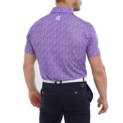 FOOTJOY TOSSED TULIP PRINT POLO SHIRT – VIOLET -Golf Gear Shop FJ V W TULIP BACK MODEL 600x600 1