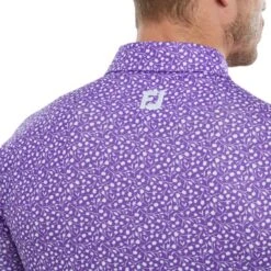 FOOTJOY TOSSED TULIP PRINT POLO SHIRT – VIOLET -Golf Gear Shop FJ V W TULIP CLOSE BACK MODEL 600x600 1
