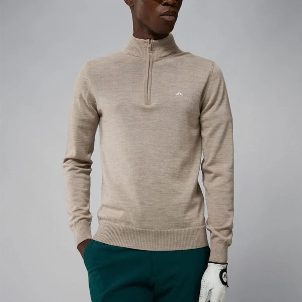 J.LINDEBERG GOLF KIAN MERINO ZIP NECK SWEATER / TIGER BROWN 4 J.LINDEBERG GOLF KIAN MERINO ZIP NECK SWEATER / TIGER BROWN - Image 2