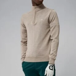 J.LINDEBERG GOLF KIAN MERINO ZIP NECK SWEATER / TIGER BROWN 11 J.LINDEBERG GOLF KIAN MERINO ZIP NECK SWEATER / TIGER BROWN -Golf Gear Shop JL Kian Brown 4 600x600 1