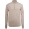 J.LINDEBERG GOLF KIAN MERINO ZIP NECK SWEATER / TIGER BROWN