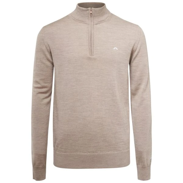 J.LINDEBERG GOLF KIAN MERINO ZIP NECK SWEATER / TIGER BROWN 3 J.LINDEBERG GOLF KIAN MERINO ZIP NECK SWEATER / TIGER BROWN