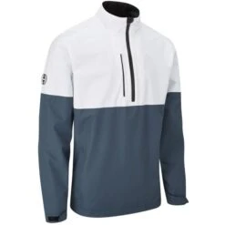 PING SENSORDRY PRO HALF-ZIP WATERPROOF GOLF JACKET – STORMCLOUD / WHITE -Golf Gear Shop P03540 SENSORDRY PRO JACKET HALF ZIP STORMCLOUD WHITE FRONT ANGLE 2 600x600 1
