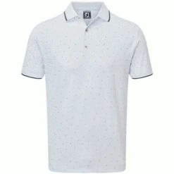 FOOTJOY PUSH PLAY PRINT PIQUE GOLF POLO SHIRT – WHITE / LAVENDER
