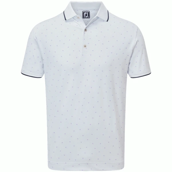 FOOTJOY PUSH PLAY PRINT PIQUE GOLF POLO SHIRT – WHITE / LAVENDER 3 FOOTJOY PUSH PLAY PRINT PIQUE GOLF POLO SHIRT – WHITE / LAVENDER