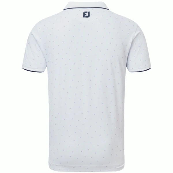 FOOTJOY PUSH PLAY PRINT PIQUE GOLF POLO SHIRT – WHITE / LAVENDER 4 FOOTJOY PUSH PLAY PRINT PIQUE GOLF POLO SHIRT – WHITE / LAVENDER - Image 2