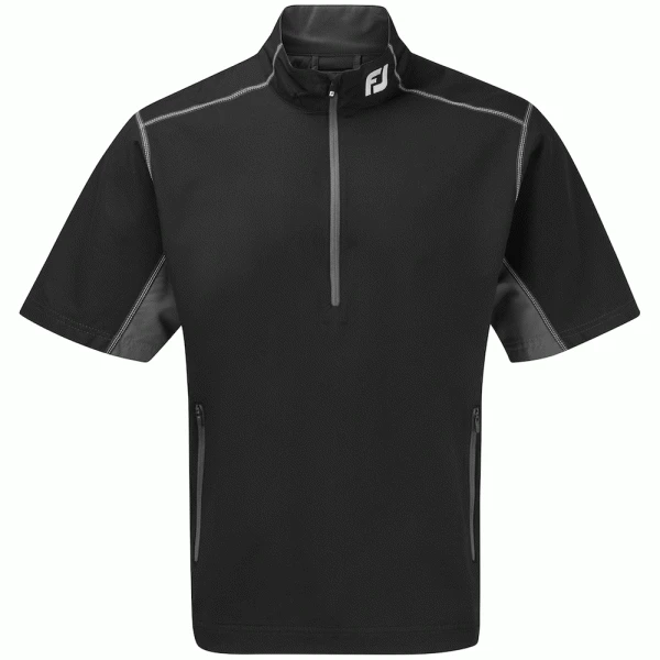FOOTJOY 1/2 ZIP SHORT SLEEVE WIND SHIRT – BLACK / CHARCOAL 3 FOOTJOY 1/2 ZIP SHORT SLEEVE WIND SHIRT – BLACK / CHARCOAL