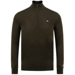 J.LINDEBERG GOLF KIAN MERINO ZIP NECK SWEATER – FOREST GREEN